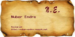 Nuber Endre névjegykártya
